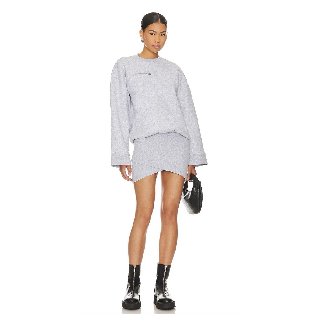 Lovers And Friends Jaida Mini Dress Small Heather Grey Sweatshirt Model Off Duty